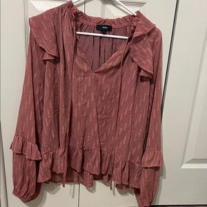 Elegant Women's Ruffle Blouse in Dusty Pink